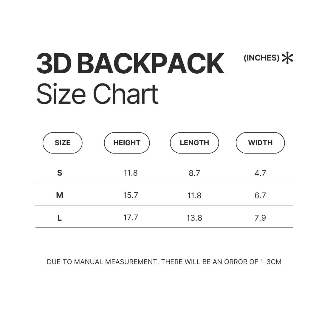3D Backpack Size Chart - Linkin Park UK Shop