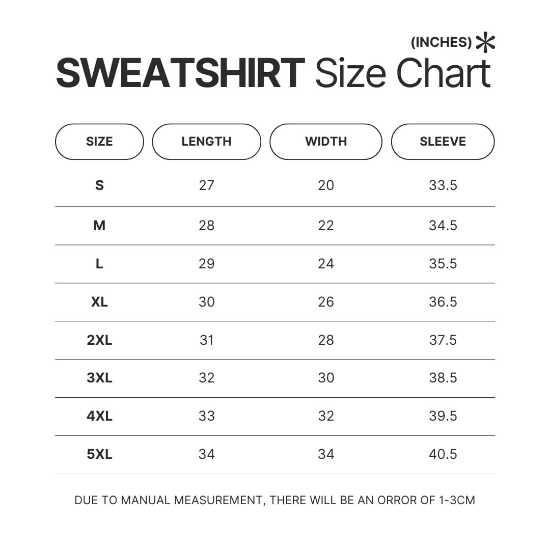 Sweatshirt Size Chart - Linkin Park UK Shop