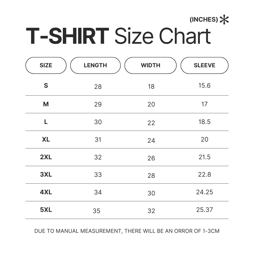 T shirt Size Chart - Linkin Park UK Shop