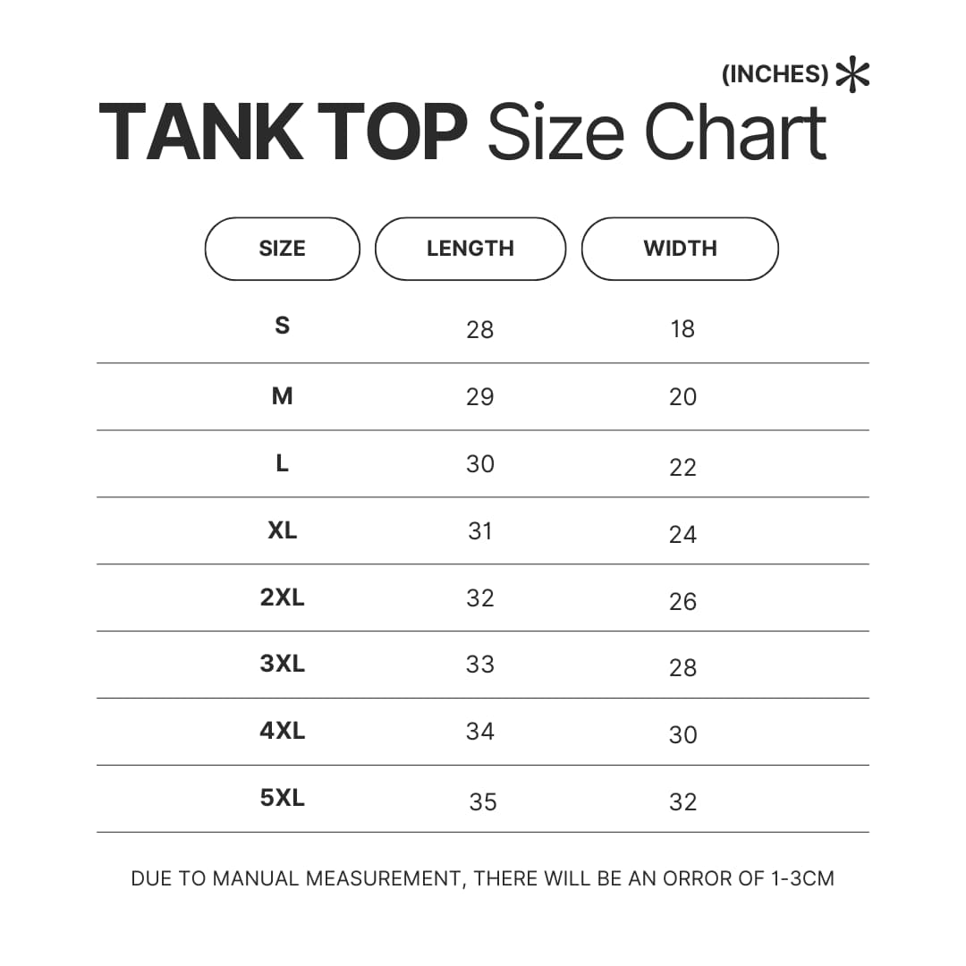 Tank Top Size Chart - Linkin Park UK Shop