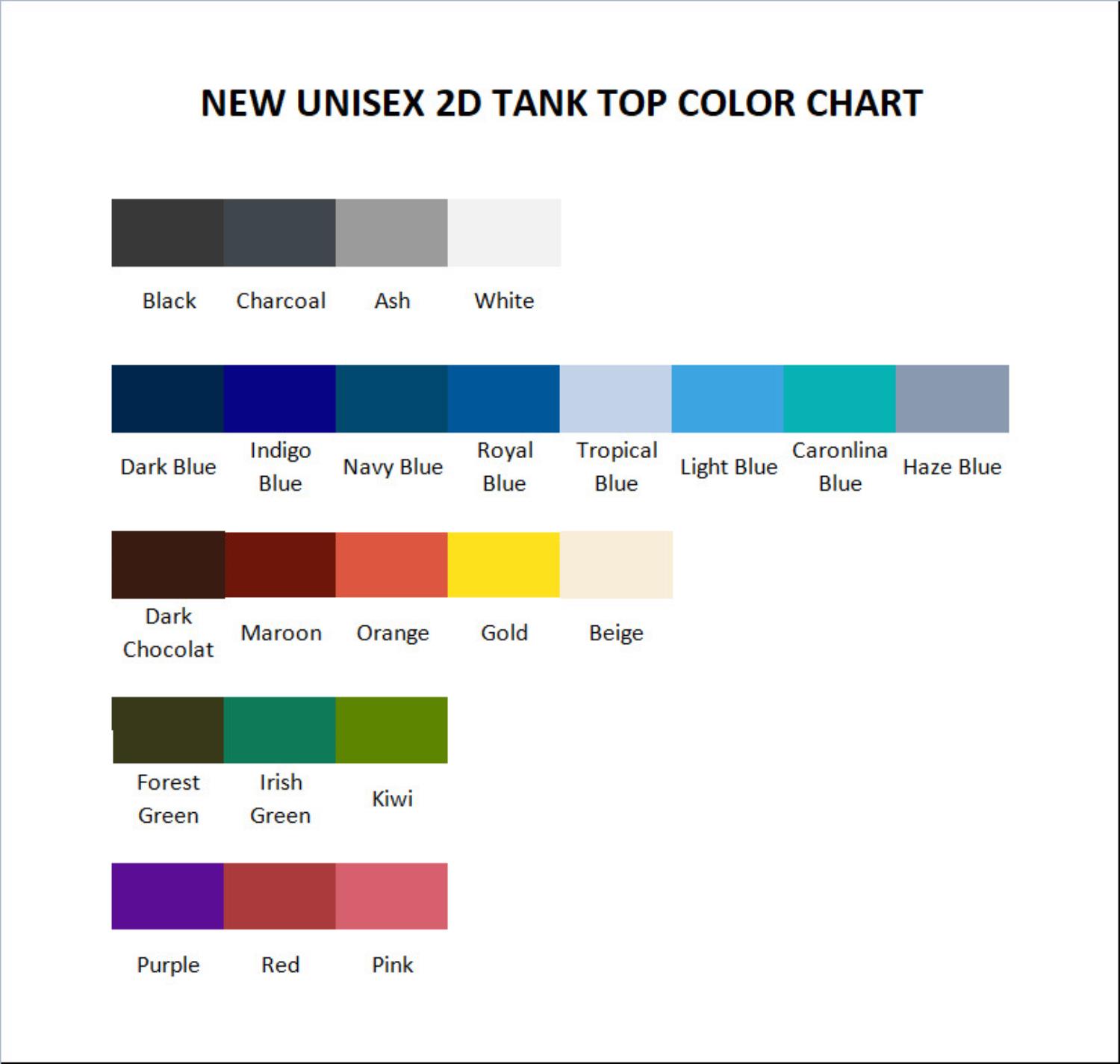 tank top color chart - Linkin Park UK Shop