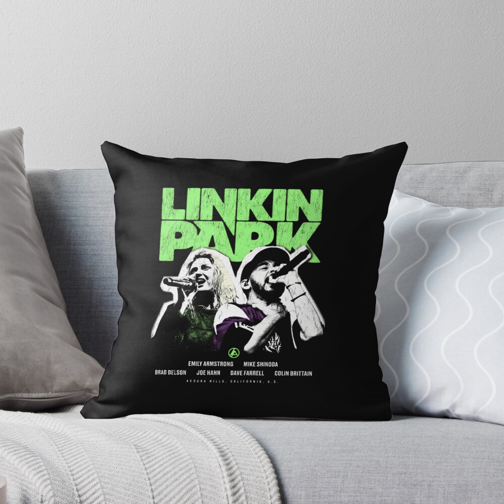 Emily Armstrong Brad Delson Green Design Throw Pillow
